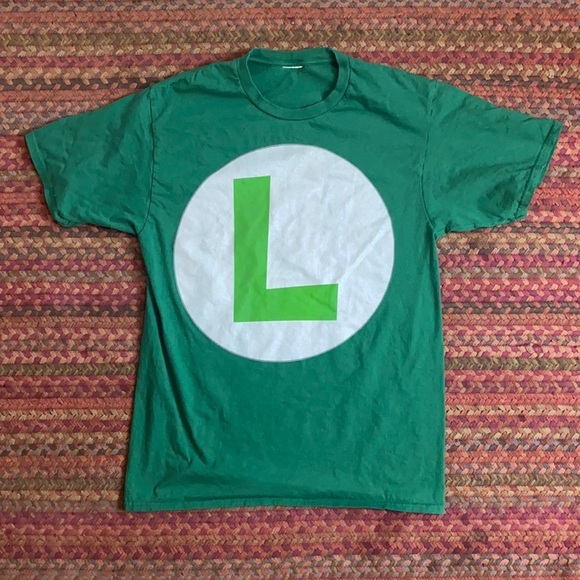 LUIGI LOGO COSPLAY NINTENDO VIDEO GAME GRAPHIC TEE MARIO COSTUME - Picture 1 of 3